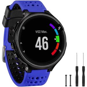 TopPerfekt Band Compatible with Garmin Forerunner 235, Soft Silicone Replacement Watch Band Strap Wristband for 220/230/235/620/630/735XT/235 Lite Smart Watch for Women Men (Blue-Black)