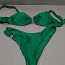 Womens Bikini Set Two Piece Swimsuit with Metal Accent Top High Cut Bottom (Green, M)
