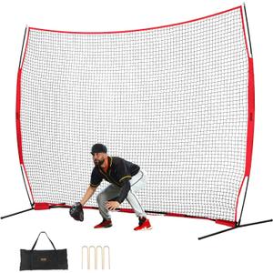 VEVOR 7X7ft/12X9ft/16X10ft/20x10ft Barricade Backstop Net, Ball Sports Barrier Netting, Portable Practice Net for Baseball Softball Lacrosse Hockey Basketball Equipment Training Net