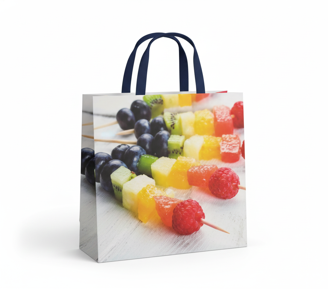 Premium Tote Bag - Fruit Kebabs Dipped Design with Reinforced Stitching 13"x"13