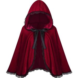 GRAJTCIN Little Red Riding Hood Cape Halloween Christmas Fancy Red Cloak with Hood