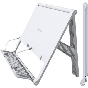 Readaeer Portable Book Stand Free Angle Adjustable Book Holder for Thick Textbook Collapsible Lightweight Book Rest (White)
