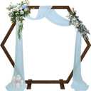 Babenest 7.08FT Wooden Wedding Arch, Hexagon Wood Backdrop Arbor Stand, Indoor Outdoor Wedding Arbor for Rustic Ceremony Birthday Party Bridal Baby Shower Banquet Proposal Scene Garden Decoration (Heptagon)