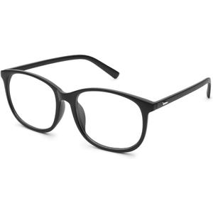 Jcerki Oversize Frame Nearsighted Glasses-3.25 Strength Short Sighted Men and women lightweight Myopia Spectacles (Black)