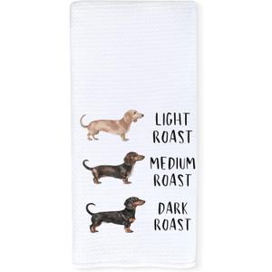 Funny Dachshund Kitchen Towels, Weiner Dog Gifts for Women Men, Light Medium Dark Dachshund Decorative Hand Towels for Bathroom, Dog Bathroom Decor, 16x24 Inch