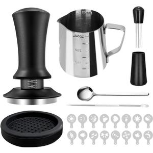 22 PCS Espresso Accessories Kit, Spring Loaded Calibrated Tamper, Spring Loaded Calibrated Tamper, WDT Tool and Dosing Funnel Set Fits Delonghi 58 mm Espresso Coffee Machines and Portafilter