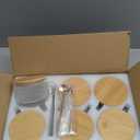 LANDNEOO 6 Pack 14oz Vintage Glass Coffee Mugs with Bamboo Lids and Spoons, Green Embossed Drinking Glasses for Iced Coffee, Tea, Latte