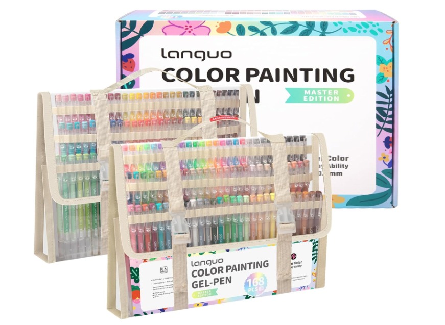 Joyask Gel Pens For Coloring, 168 Pack Colored Pens for Black Paper & White Paper, 0.6MM Fine Point Pens for Coloring, Writing, Drawing, Journaling, Note Taking, Office, Home