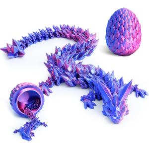 3D Printed Dragon Egg - 12 inch Crystal Dragon Inside, 3D Printed Gift, Executive Desk Toy, Figure Decor, Easter Basket Stuffers(Purple)