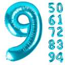 9 Balloon, Blue Number Balloons 40 Inch, 9th Giant Birthday Decorations for Boys Girls, 19th 29th Blue Party Decorations Supplies, Number 9 Balloon
