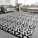Ompaa Ultra Soft Geometric Bedroom Rugs Memory Foam Carpet, Black 7 x 10 Feet Large, Cozy Area Rugs for Living Room Couch Dorm Bedside Kids Girls Teens Room Nursery Decor Floor Mat (7x10 Feet)