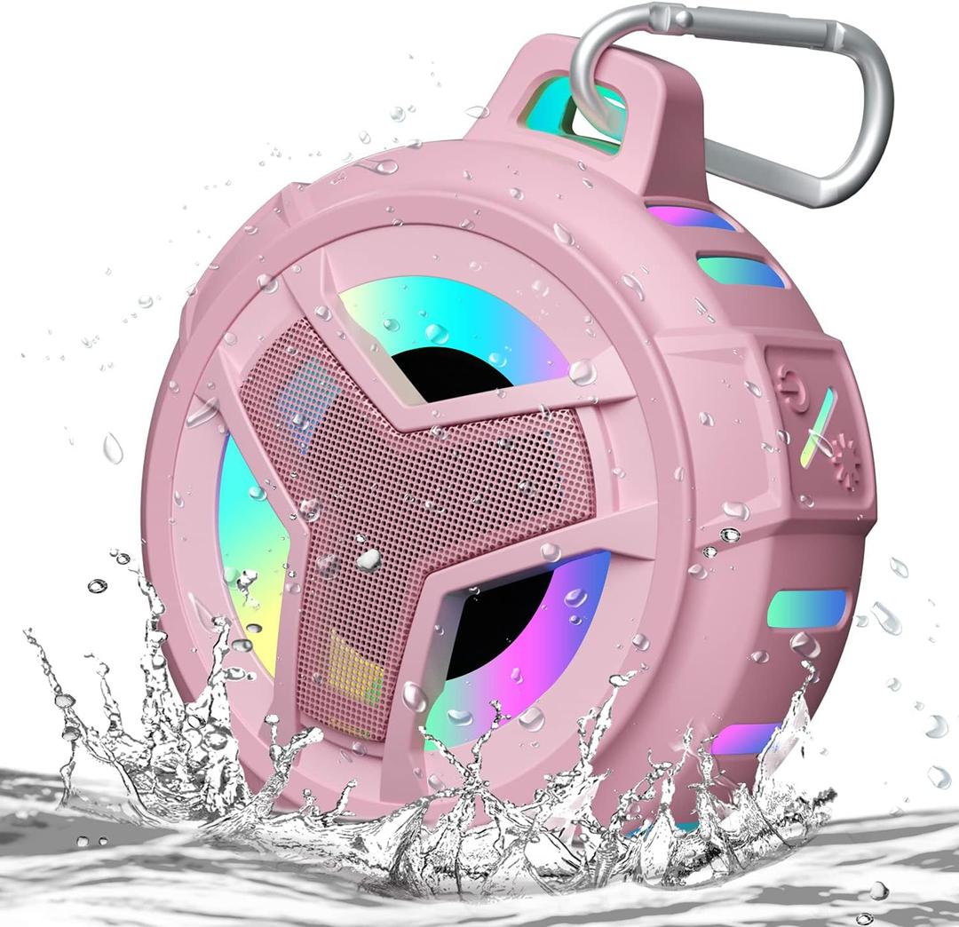 EBODA Bluetooth Shower Speaker, IP67 Waterproof Portable Wireless Small Speakers, Floating, 24H Playtime for Home, Beach, Pool, Kayak, Hiking, Boat Accessories, Gifts for Women, Girls - Pink
