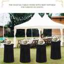 BDDC Cocktail Table Covers - 2 Pack 32"x 43" Black Cocktail Table Tablecloth with Natural Wavy Round Skirt for Bar Wedding Party Banquet