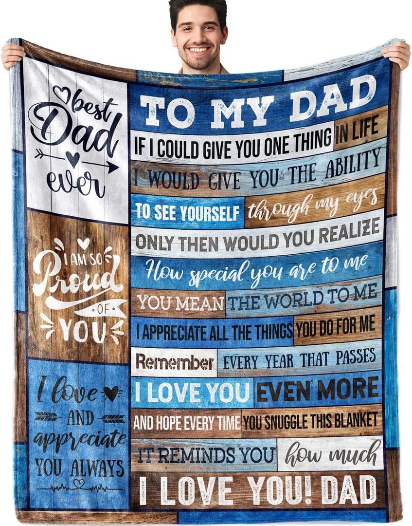 Dad Birthday Gift Birthday Gifts for Dad from Daughter Son Best Dad Gifts Soft Throw Blanket for Bedding Sofa (Dad Gifts, 50 x 58 Inch)
