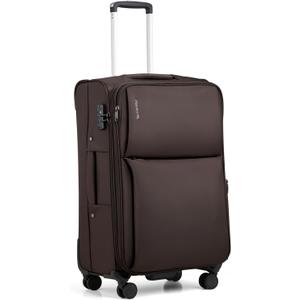 Hanke 24 Inch Luggage Expandable Softside Checked Suitcases with Spinner Wheels, Upright Rolling Luggage Suitcases Travel TSA Luggage Bag for Women Men(Coffee)