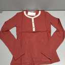 REORIA Women's 2025 Fall Long Sleeve Henley T Shirts Button Ribbed Knit Slim Fit Casual Basic Tops 
 Size M