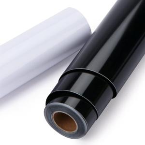 HTVRONT Permanent Vinyl Roll, 2 Rolls 12" x 14FT Glossy Black & White Permanent Adhesive Vinyl Compatible with Cricut Cutting Machine, Silhouette - Easy to Weed & Transfer