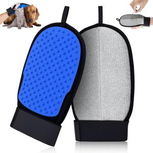 2 x TQRR 2 in 1 Pet Hair Removal Glove for Dog & Cat, Silicone Pet Grooming Gloves, Reusable Magic Pet Hair Brush, Electrostatic Pet Hair Remover Tool for Sofa, Carpets, Furniture, Car Seats, Clothing