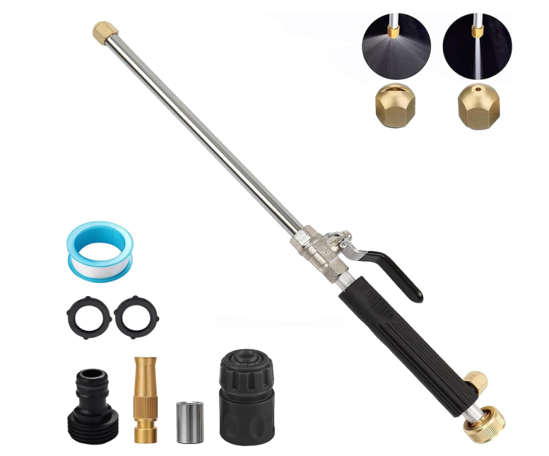 Upgraded Hydro Jet High Pressure Power Washer - Jet Nozzle for Garden Hose Power Washer Wand with 3 High Pressure Nozzle and Quick Connectors(Black) 