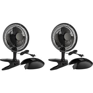 RamPro Portable Desk and Clip on Fan, 6 Inch Fans Small and Quiet Plug In, Small Personal Cooling Fan for Desk Home Bedroom Office, 2 Speed, Adjustable Tilt, Black, 2 Pc
