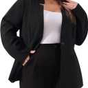 Agnes Orinda Plus Size Business Suit Blazer for Women Office Work Button Long Sleeve Black Blazers Jackets, Black, 4XL