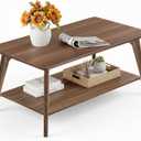 VASAGLE Coffee Table, 2-Tier Center Table with Storage, Tapered Legs, 21.7 x 39.4 x 17.7 inches