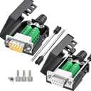 2Packs DB9 Serial Adapters No Soldering Needed. D-SUB 9-pin RS232 RS485 Adapter to Terminal Connector Signal Module with Bolts Nuts and Screwdriver (1PCS Male+1PCS Female)