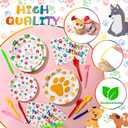 Gejoy 96pcs Dog Birthday Party Decorations Set Include Dog Print Plates Knives Forks Spoons Napkins Puppy Paw Tableware for Puppy Theme Party Supplies Kit(Bright Color)