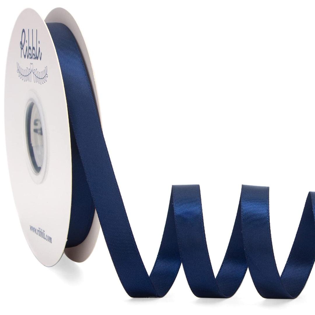 Ribbli Navy Satin Ribbon Double Faced Satin 1/2 inch x Continuous 50 Yards-Navy Ribbon for Gift Wrapping Crafts Wedding Decoration Bows Bouquet Floral Arrangement