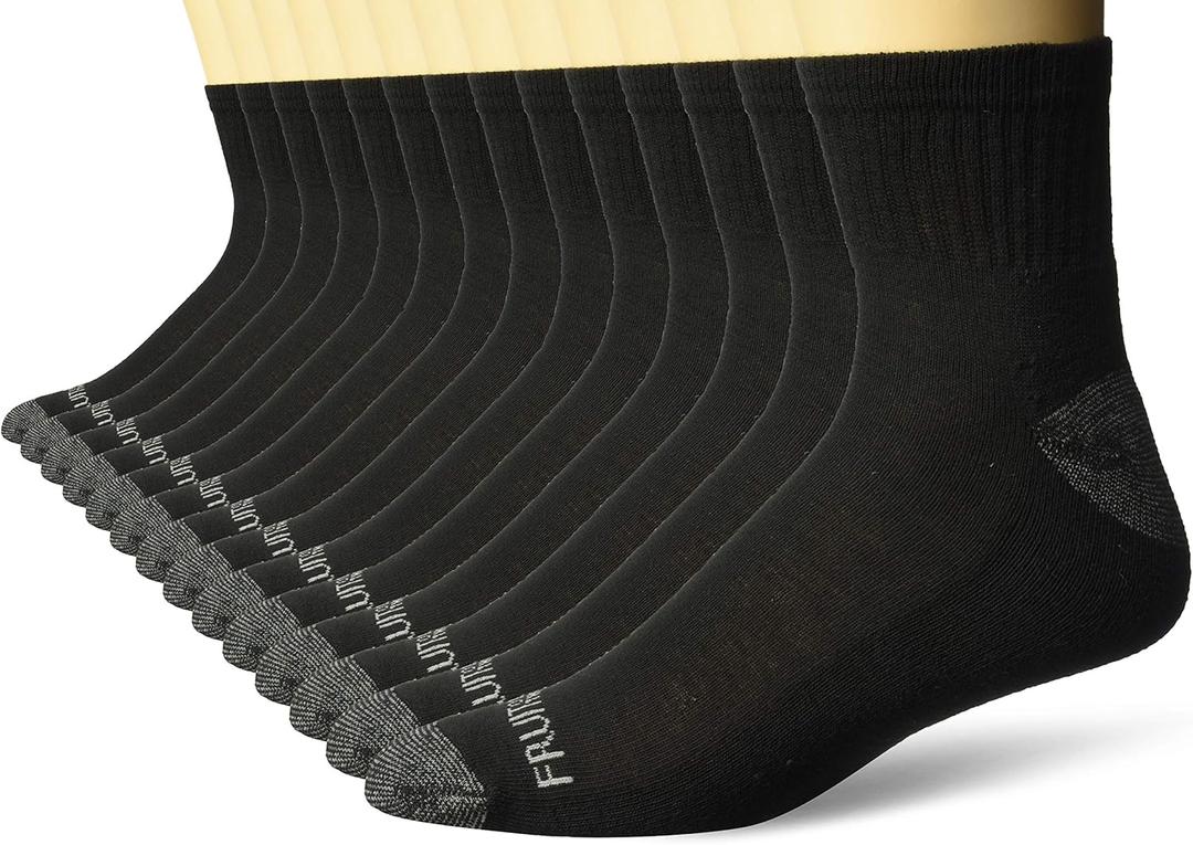 Fruit of the Loom Men's Dual Defense Ankle Socks (12 Pack) (Black)