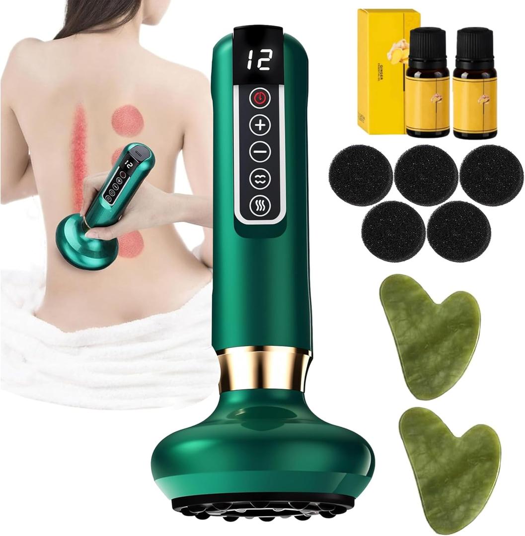 Intelligent Handheld Massage Tool for Anti - Cellulite, Electric Cupping Device with 12 Suction Modes. This Fat Remover Massager is Suitable for Arms, Legs. (Olive)
