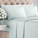 King Sheets Set 6 Piece - Includes 4 Pillowcases - Bed Sheets King Size - Soft Hotel Luxury Bedding - Cooling, Comfy, Cozy & Breathable - 1 Flat & 1 Fitted & 4 Pillowcases w/ Deep Pockets - Ice Blue