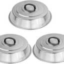 3 Sets BBQ Accessories 12 Inch Round Stainless Steel Basting Cover Wok Lids- Cheese Melting Dome and Steaming Cover, Best fits for Blackstone Camp Chef Flat Top Griddle Grill Cooking Indoor or Outdoor