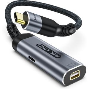 USB C to Mini DisplayPort with PD100W Charging Adapter 4K@60Hz Thunderbolt 3/4 Compatible with iPhone 15/16/ 17, M1/M4 MacBook/Air/Pro/iMac, iPad, Galaxy S25, Steam Deck ROG Ally