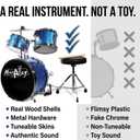 Music Alley 3 Piece Kids Drum Set with Drum Sticks & Drum Throne Seat