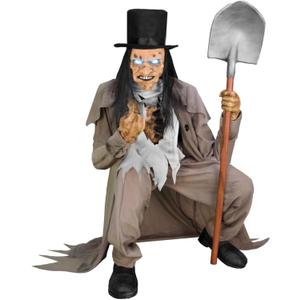 Motion-Activated Crouching Grave Digger Halloween Prop
