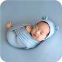 3Pcs Newborn Photography Props Baby Photoshoots Photo Posing Wraps Backdrops with Headband Stretch (Wrap + Backdrop + Headband, Light Blue)