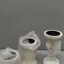 Deco 79 Wood Decorative Candle Holder Turned Style Candle Stand, Set of 3 Candlestick Holder 8", 6", 4"H, White