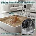 Stainless Steel Sifting Litter Box for Pine Pellets,Sifting Cat Litter Box for Wood Pellets,Extra Large Sifter Litter Pan System with Litte Liners and Scoop-20 ''Lx 13.8''W x 6''H