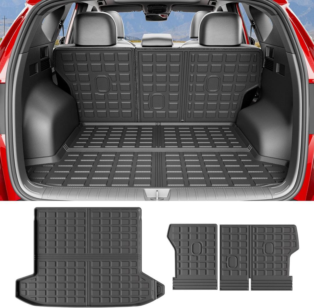 Xipoo Cargo Liner Compatible with 2022-2026 Tucson Cargo Liner Backrest Mat TPE Back Seat Protector Replacement for 2022 2023 2024 2025 2026 Tucson Accessories (Rear Trunk Mat+Rear Backrest Mat)