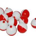 50Pcs Fishing Bobbers Floats,1 inch Hard ABS Bobber for Fishing Snap-on Round Fishing Floats Red and White Fishing Bobbers Bobs Fishing Party Decorations