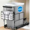 Pull Out Trash Can Under Cabinet, Under Sink Trash Can Kit for 7.5-10 Gallon with Garbage Bag Holder, Heavy Duty Steel Frame, Holds Up to 125 lbs, Easy to Install (Bin Not Included)