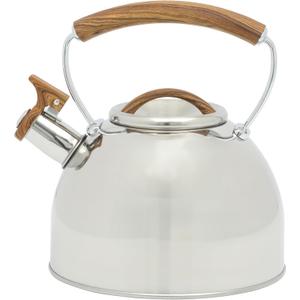 Mr. Coffee Fremont Large 2-Quart Stainless Steel Whistling Tea Kettle with Wood Handle  Durable Stove-Top Kettle for Boiling Water