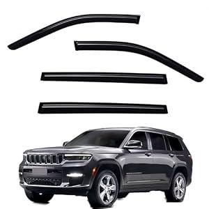 YLSCOO Window Visors Rain Guards fits 2021-2026 Grand Cherokee L, Out-Channel Window Wind Deflectors Vent Shades Accessories, Dark Smoke 4 Pcs, 2022 2023 2024 2025 (only Grand Cherokee L)