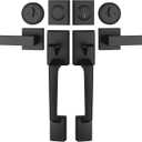 Matte Black Double Front Door Handle Set, French Door Locks for Double Doors with Smooth Deadbolt & Dummy Handle, Double Door Lock Easy to Install, Durable Construction for Front Door