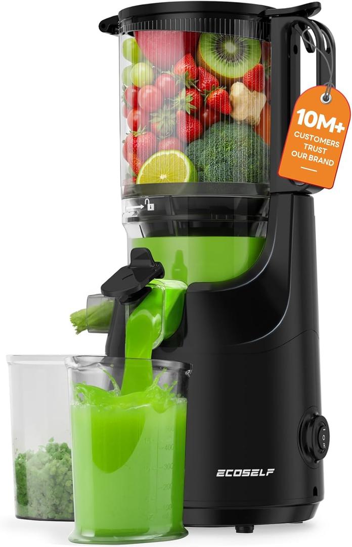 Cold Press Juicer with 5.5" Mega Mouth & Large Feed Chute, Juicer Machines for Whole Fruits & Vegetables, Professional Slow Masticating juicer for Batch Juicing, High Juice Yield Easy to Clean
