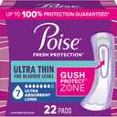 Poise Ultra Thin Incontinence & Postpartum Pads for Bladder Leaks, 7 Drop Ultra Absorbency, Long Length, 22 Count 