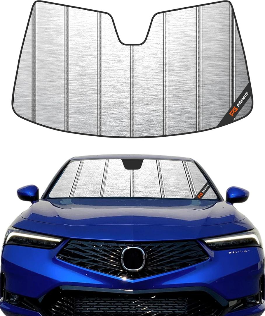 Windshield Sun Shade for Acura Integra 2023-2025,Heavy-Duty Thick Blackout Front Window Sunshade Summer Car Protector Block UV Rays (2023-2024, Metallic)