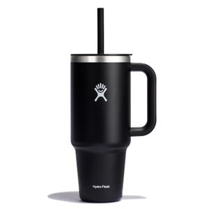 Hydro Flask Travel Tumbler with Handle, Lid and Straw - Insulated Stainless Steel in 40 Oz Black