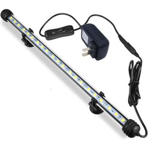 15 Inch LED Aquarium Light, 8W Fish Tank Light Underwater Light Submersible Crystal Glass Lights, 9.2ft/2.8m Long Wire Length, White
